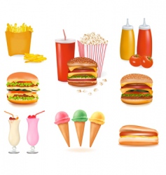 Hamburger popcorn set vector image