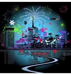 Fireworks in the city vector image