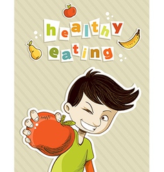 Happy teenager present healthy food vector image