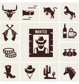 Wild West wanted poster and associated icons vector image