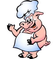 Hand-drawn of an Pig Chef wearing apron vector image