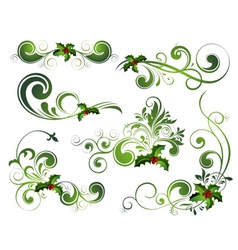 Green floral designs on white Royalty Free Vector Image