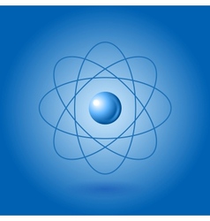Orbital model of atom on blue background vector image