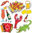 Cajun food and drinks vector image
