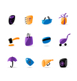 Bright finance and shopping icons vector image