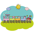 Children train with farm animals vector image