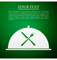 Restaurant icon with cloche and crossed fork and vector image