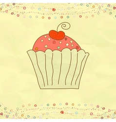 Retro Valentines Cupcake Card vector image