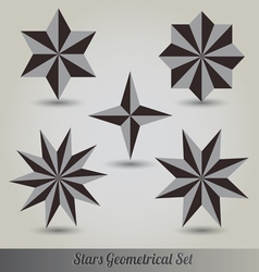 Set stars polyhedron for graphic design vector image