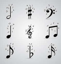 Icons set music note vector image