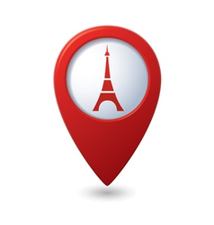 Map pointer with Eiffel tower icon vector image
