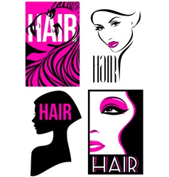 Womans hairstyle design Set of designs vector image