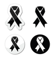 Black ribbon - mourning death melanoma symbol vector image