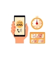 Hand holding phone with taxi calling app vector image