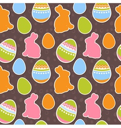 Easter eggs and bunnies colorful seamless pattern vector image