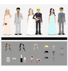 Set of grooms and brides vector image