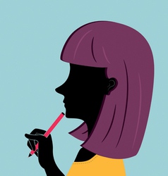 Woman holding pen vector image