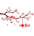 Tree branch with Love Hearts vector image
