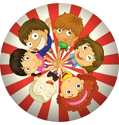 Kids playing inside a circle vector image