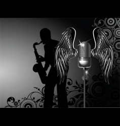 Microphone with wings vector image