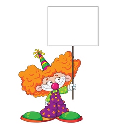 Kid clown with blank sign vector image