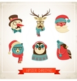 Christmas background with hipster animals vector image