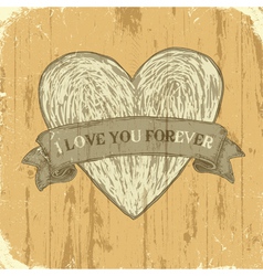 Grunge heart with ribbon background vector image