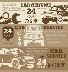 Off-road car service vintage banners collection Off-road car service vintage banners collection vector image