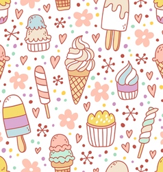 Yummy ice cream seamless pattern vector image