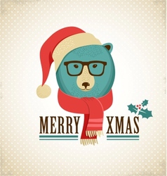 Christmas background with hipster bear vector image