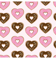 Assorted heart shaped doughnuts vector image