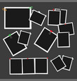 Empty photo frames attached with pins set vector image