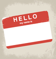 Hello my name is label design vector image