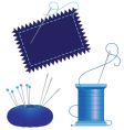 Denim needle thread vector image