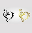 Heart formed of treble clef and bass clef vector image