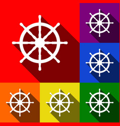 Ship wheel sign set of icons with flat Ship wheel sign set of icons with flat vector image