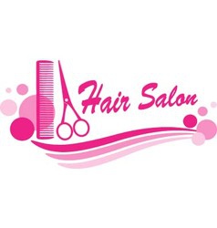 Hair salon sign with scissors and design elements vector image