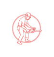 Lumberjack Arborist Chainsaw Circle Mono Line vector image