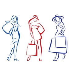 Woman with shopping bag set vector image