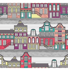 Cute Amsterdam houses seamless pattern vector image