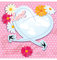 Valentines day card with heart and swallows vector image