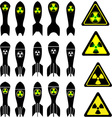 Set of atomic bombs and radiation signs vector image