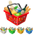 Shopping basket with foods vector image