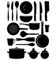 Set of silhouettes dishes vector image