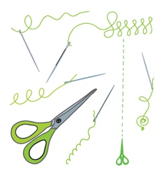 Scissors and needles vector image