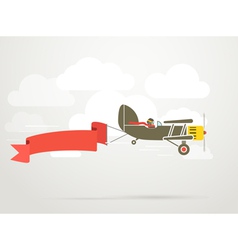 Flying vintage plane with the banner vector image