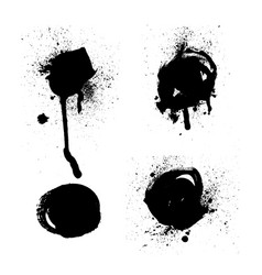 Set of black and white ink splash blots vector image