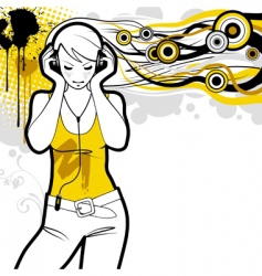 Girl with headphones vector image