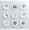 Medical icons set - white round buttons vector image