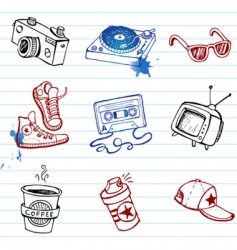 Hipsters doodle set vector image